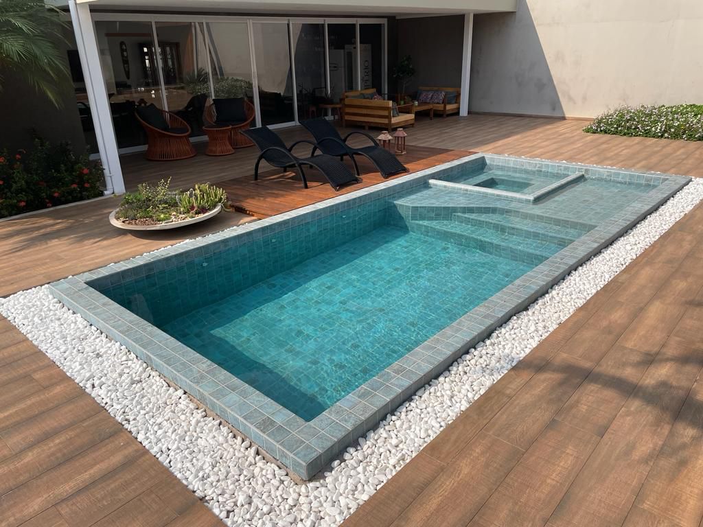 tiled fiberglass pool